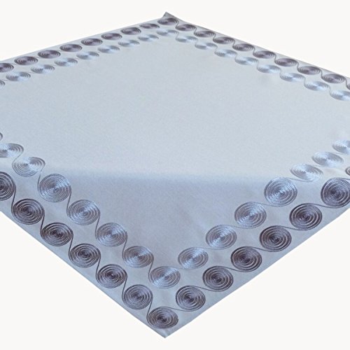 Raebel Tischdecke 85 x 85 cm Mitteldecke grau Kurbelstickerei Kreise Leinenoptik von Raebel OHG