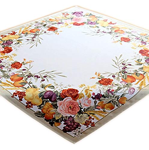 Raebel Tischdecke 110x110 cm Pflegeleicht Mitteldecke Decke Rosendecke Herbst Sommer Druckdecke Rosendecke Stoff Pflegeleicht 100% Polyester von Raebel