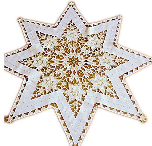Sterne Weihnachten - ecru-gold Stickerei "Sterne" (85 cm) von Raebel