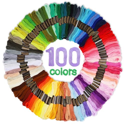 Raemean Stickgarn, Kreuzstichgarn, Stickgarn, Freundschaftsarmbänder, Bastelgarn, Regenbogenfarben, 100 Knäuel von Raemean