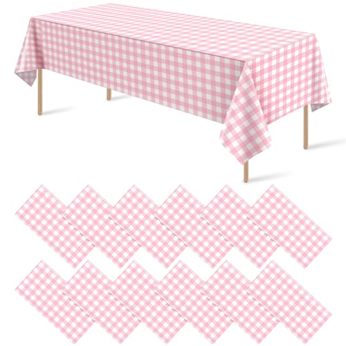 Kunststoff-Tischdecken in Rosa und Weiß, kariert, hochwertig, dekorative Einweg-Tischdecken mit rosa Gingham-Muster, für Partys, rechteckige Party-Tischdecke für Picknick, Bauernhof, Geburtstag Kunststoff-Tischdecken in Rosa und Weiß, kariert, hochwertig, dekorative Einweg-Tischdecken mit rosa Gingham-Muster, für Partys, rechteckige Party-Tischdecke für Picknick, Bauernhof, Geburtstag von Ragnhild