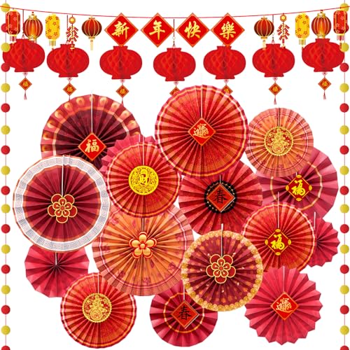 Ragnhild Chinesische Neujahrsdekorationen 2025, chinesische rote Papierfächer, Laternen, Mond-Neujahrsdekorationen, orientalische hängende Ornamente, Banner für chinesisches Frühlingsfest, Jahr, Ragnhild Chinesische Neujahrsdekorationen 2025, chinesische rote Papierfächer, Laternen, Mond-Neujahrsdekorationen, orientalische hängende Ornamente, Banner für chinesisches Frühlingsfest, Jahr, von Ragnhild