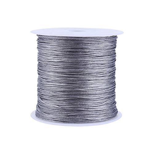 Grau 100M x 0,8 mm Nylon Chinesische Knotenschnur Makramee Armband Herstellung Rattail Makramee Faden Schnur Nylon Perlenschnur DIY Armbänder und Halsketten Schmuckherstellung von Raguso