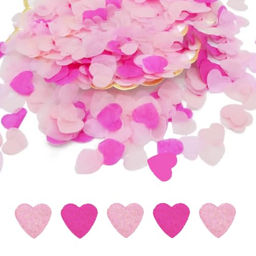 10000 Stück rundes Seidenpapier Herzförmiges Papier Konfetti Seidenpapier Konfetti Romantik Hochzeit Konfetti Punkte für Vatertag Urlaub Ballon Geburtstag Party Dekoration (100g) (Rosa Herzform) von Raheem