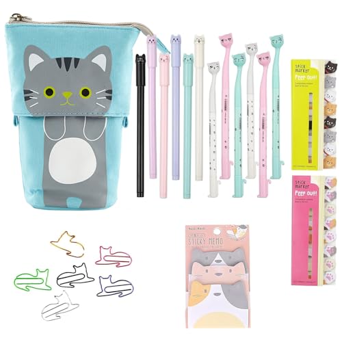 Niedliches Schreibwaren-Set, schöne Schreibwaren, 1 Canvas-Katzen-Teleskop-Tasche, 12 Gel-Tintenroller mit 0,5 mm Nachfüllung, 320 Notizen, Seitenflaggen, Index-Tabs, 6 Katzen-Büroklammern, 1 Niedliches Schreibwaren-Set, schöne Schreibwaren, 1 Canvas-Katzen-Teleskop-Tasche, 12 Gel-Tintenroller mit 0,5 mm Nachfüllung, 320 Notizen, Seitenflaggen, Index-Tabs, 6 Katzen-Büroklammern, 1 von Raheem