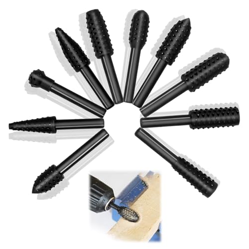 Raheem 10 Stück Holzraspel Raspel Set Holzschnitzerei Bohrer Set Bohrmaschine Schaft Werkzeug Holzschnitzerei Kugelfräser Zylinderfräser Zapfenfräser Konusfräser für Schleifen, Gravieren, Polieren Raheem 10 Stück Holzraspel Raspel Set Holzschnitzerei Bohrer Set Bohrmaschine Schaft Werkzeug Holzschnitzerei Kugelfräser Zylinderfräser Zapfenfräser Konusfräser für Schleifen, Gravieren, Polieren von Raheem