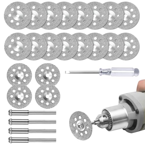Raheem 20 Stück Diamant Trennscheiben für Dremel Trennscheibe, 22mm Diamantscheibe mit 4 Stück 3 mm Dorn, Mini Gelochte Trennscheiben mit Schraubendreher für Fliese, Glas, Stein, Holz Raheem 20 Stück Diamant Trennscheiben für Dremel Trennscheibe, 22mm Diamantscheibe mit 4 Stück 3 mm Dorn, Mini Gelochte Trennscheiben mit Schraubendreher für Fliese, Glas, Stein, Holz von Raheem
