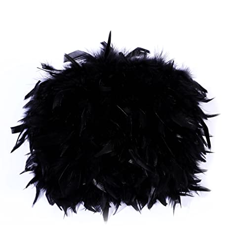 Raibertin Fluffy Turkey Chandelle Feather Trim For Crafts Natural Coque Feathers Trim Ribbon Decoration Millinerie, Karneval, Stripe Rock, Hochzeitskleid, Kostüme, Lampenschirm Zubehör (Schwarz) von Raibertin