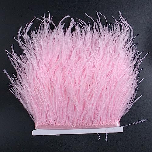 Raibertin Natürliches, flauschiges Straußenfeder-Besatz, Fransenband für Fascinator, Millinerie, Handwerk, Hochzeitskleid, Zubehör, Kleidung, Nähen, Kostüme, Dekoration, 2 Meter (10–15 cm, Rosa) von Raibertin