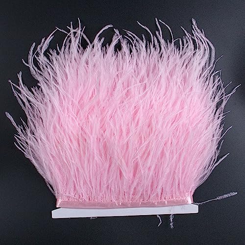 Raibertin Natürliche flauschige Straußenfeder-Besatz, Fransenband für Fascinator, Millinerie, Hochzeitskleid, Accessoires, Kleidung, Nähen, Kostüme, Dekoration, 2 Stück (10-15 cm, Rosa) von Raibertin