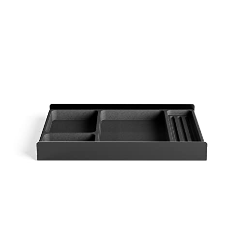 Raico Schreibtischablage mit Fächern, Kork & Aluminium, Auffangbehälter, Stiftablage, geholte Alternative Schublade für Schreibtisch-Aufbewahrung, Schreibwaren-Organizer (Dark) von Raico