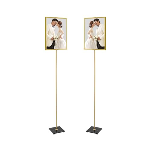 Railoxo Staffelei Ständer für Poster und Bilderrahmen für Hochzeit Präsentation Ausstellung mit Nano Lackierung Abnehmbar Verstellbare Neigung und Haken (Gold, 20*20*180cm) von Railoxo