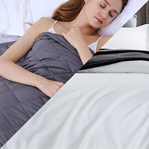 Weighted Blanket Adult mit Bettbezug,9.1kg Warme Gravity Decke für das Körpergewicht 86-100kg für Erwachsene Therapie Angst Beruhigender Schlafeffekt Gesteppte Glasperlen,203x221cm,Weiß von Rails