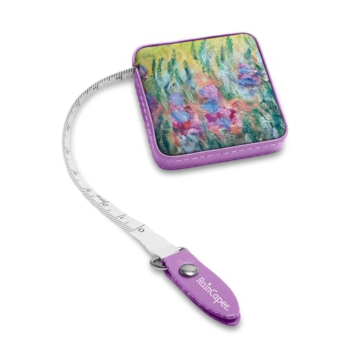RainCaper Monet Garden at Giverny Kompaktes einziehbares Maßband, tragbares, doppelseitiges Näh- und Bastel-Messwerkzeug mit einfachem Druckknopf (150 cm) von RainCaper