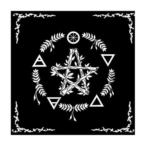 Rainai Astrologie-Tischset, 19,29-Zoll-Quadrat-Tischdecke, Tarot-Kartentischunterlage, Pentagramm-Altartuch klein, Keine Verformung, weiche Textur Flanell von Rainai