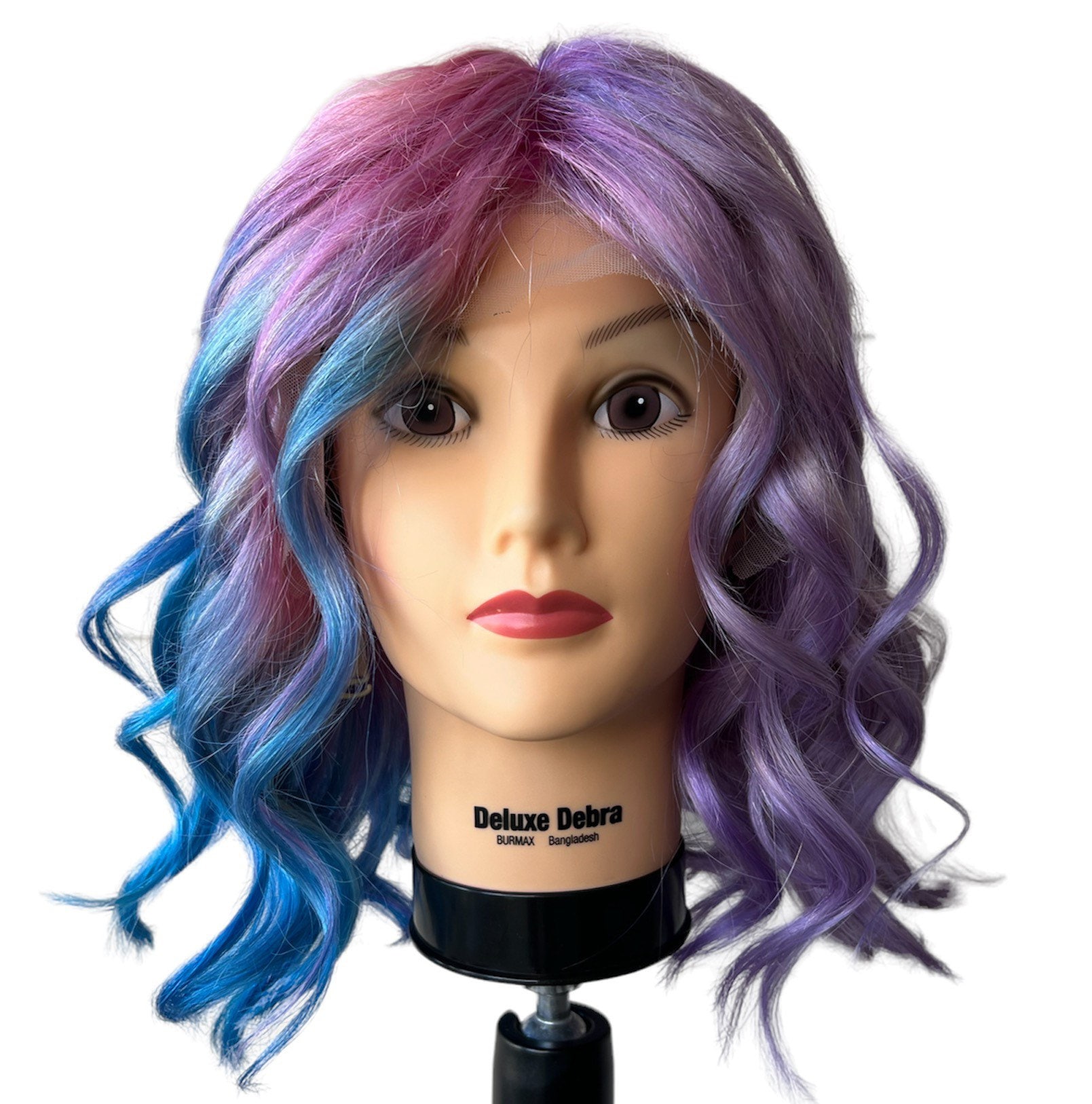 100% Echthaar Lace Front Perücke Handbemalt Split Dye Pink & Blau/Lila von RainbowHairWizard