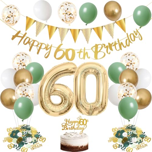 60. Geburtstag Deko Frau Mann,Deko 60 Geburtstag Avocado Grün,60 Geburtstagsdeko Grün Weiß Gold Luftballons mit Banner Dekorationen,Konfetti 60 Geburtstags Deko für 60 jahre Geburtstagsdeko 60. Geburtstag Deko Frau Mann,Deko 60 Geburtstag Avocado Grün,60 Geburtstagsdeko Grün Weiß Gold Luftballons mit Banner Dekorationen,Konfetti 60 Geburtstags Deko für 60 jahre Geburtstagsdeko von Rainllon