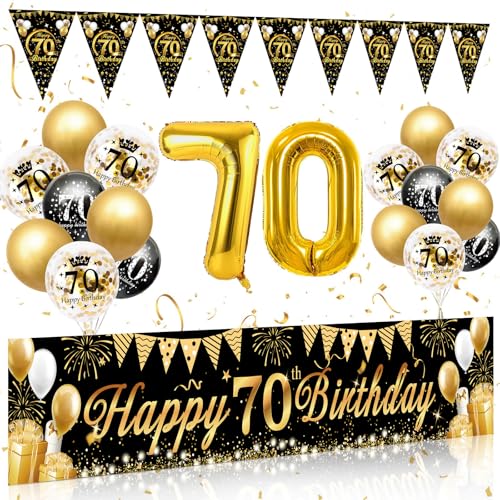 70 Geburtstag Deko Mann Frau, 70 Happy Birthday Banner Schwarz Gold, Luftballons 70 Geburtstag Girlande Wimpel, Deko 70. Geburtstags Hintergrund Ballons Schwarz Gold für 70 Geburtstagsdeko 70 Geburtstag Deko Mann Frau, 70 Happy Birthday Banner Schwarz Gold, Luftballons 70 Geburtstag Girlande Wimpel, Deko 70. Geburtstags Hintergrund Ballons Schwarz Gold für 70 Geburtstagsdeko von Rainllon