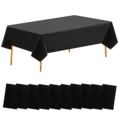 12 Stück Schwarze Einweg-Tischdecken Tischdecke 137 x 274 cm Kunststoff-Tischdecke für rechteckige Tische PEVA wasserfeste Tischdecken für Partys im Innen- oder Außenbereich, Geburtstag, Hochzeit von Rainmae