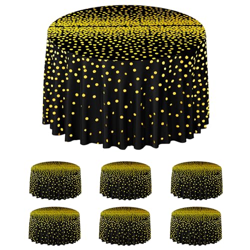 6er Runde Tischdecke Schwarz und Gold Dot Tischdecken aus Kunststoff für Picknick Camping Party Bankett Hochzeit Geburtstag, Jahrestag,Braut Shower 213 cm 6er Runde Tischdecke Schwarz und Gold Dot Tischdecken aus Kunststoff für Picknick Camping Party Bankett Hochzeit Geburtstag, Jahrestag,Braut Shower 213 cm von Rainmae