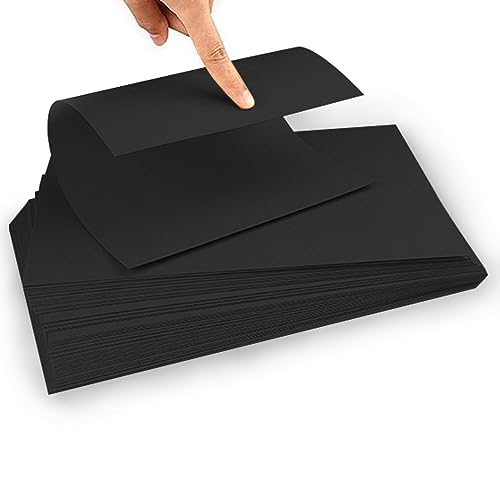 Rainmae Fotokarton,80 Blatt DIN A4,200 g/qm Schwarz Kartonpapier, Einzelkarte ohne Falz - Ideal zum Basteln, Scrapbooking, Grußkarte von Rainmae
