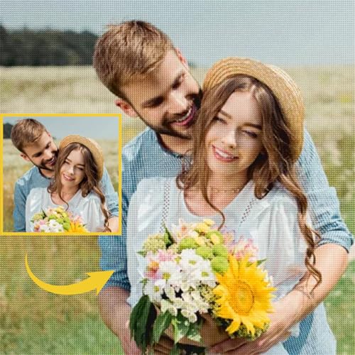 Diamant Painting Personalisiert Eigenes Foto, 5D Diamond Painting Erwachsene Bilder Selbst Gestalten Leinwand Dekoration Geschenke, 30x40cm Quadrat Diamant von Rainsar