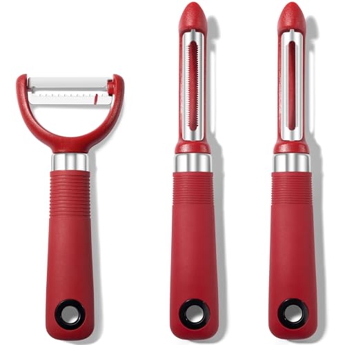 Rainspire 3-teiliges Schäler Set, Premium Schwenkbarer Gemüseschäler, Küchenhelfer Apfelschäler Kartoffelschäler Gemüseschäler Gemüseschäler Obstschäler Spülmaschinenfest Küchenzubehör (Rot) Rainspire 3-teiliges Schäler Set, Premium Schwenkbarer Gemüseschäler, Küchenhelfer Apfelschäler Kartoffelschäler Gemüseschäler Gemüseschäler Obstschäler Spülmaschinenfest Küchenzubehör (Rot) von Rainspire
