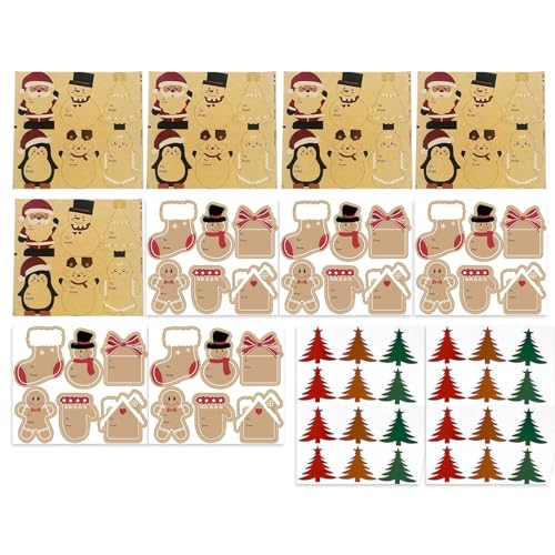12 Weihnachts-Geschenkanhänger, Selbstklebende Etiketten, Weihnachtliche Namensschilder aus Kraftpapier für Weihnachts Geschenke, To and From Weihnachts-Etiketten für Geschenkdeko von Rainway