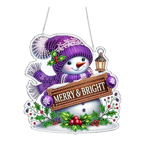 5D Diamond Painting Weihnachten Anhänger, Schneemann Weihnachten Diamantmalerei mit Kette, Diamond Painting Weihnachten Kinder, Weihnachtsdekoration, Handwerk Strass Haus Dekoration Geschenke von Rainway
