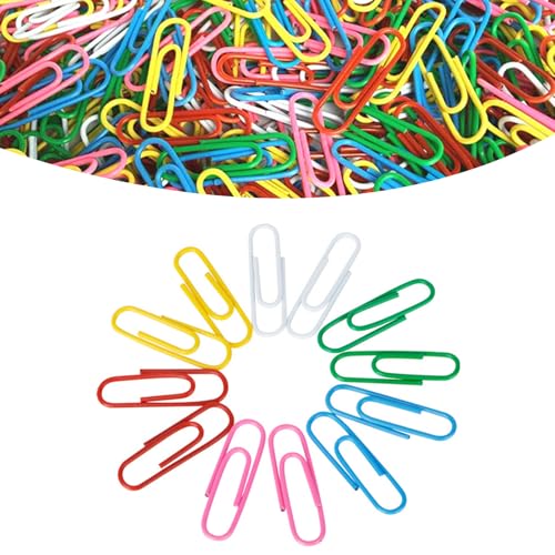 Büroklammern, 28 mm/33 mm/50 mm, bunt, Metall, Paperclip mit Kunststoffbeschichtung, bunte Papierklammern für Büro, Schule, Schreibwaren, Dokumente, große Büroklammern, 500 Stück Büroklammern, 28 mm/33 mm/50 mm, bunt, Metall, Paperclip mit Kunststoffbeschichtung, bunte Papierklammern für Büro, Schule, Schreibwaren, Dokumente, große Büroklammern, 500 Stück von Rainway