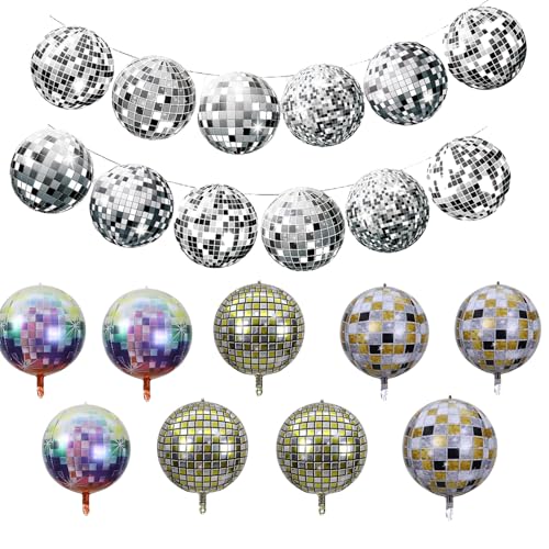 Rainway 9 Stück Discokugel Luftballon, 22 Zoll 4D Disco Folienballons, 1 Stück Discokugel Deko Banner, für Disco-Mottoparty Geburtstag Party Mitzvah Abschlussfeier Dekoration Rainway 9 Stück Discokugel Luftballon, 22 Zoll 4D Disco Folienballons, 1 Stück Discokugel Deko Banner, für Disco-Mottoparty Geburtstag Party Mitzvah Abschlussfeier Dekoration von Rainway