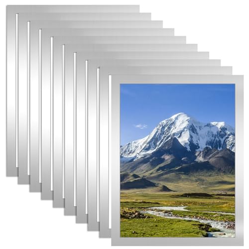 10 Stück Magnetrahmen Einstecktasche A4 Selbstklebend,Info Rahmen Bilderrahmen Magnetisch,Aufklappbarer Diamond Painting Rahmen mit Silber,Weicher Bilderrahmen Wasserdicht aus PVC,für Wanddekoration von Rairsky