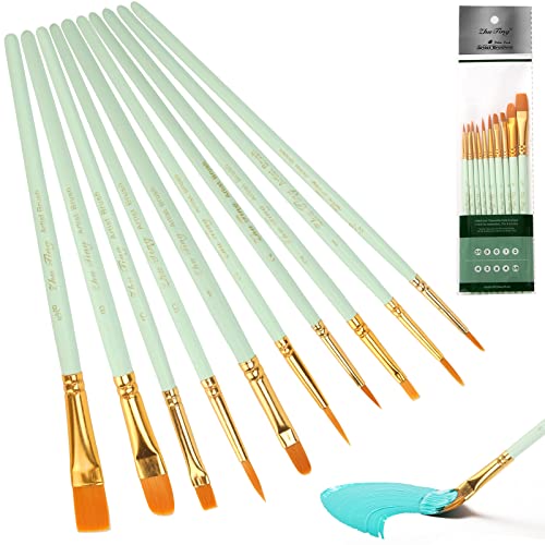 10 Stück Pinsel Set, Pinselset Acrylfarben, Aquarellpinsel, Künstlerpinsel Set, für Aquarell, Ölgemälde, Körperbemalung, pinselset malen, Hölzernen Griff Pinsel Satz für Anfänger, Kinder, Künstler von Rairsky