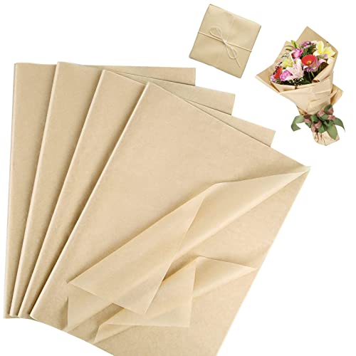 100 Blatt Seidenpapier Verpackungsmaterial,Brown Kraft Seidenpapier,50x35cm Seidenpapier Packpapier,Glänzend Seidenpapier zum Verpacken,Geschenkpapier für Hochzeit, Babyparty,Geburtstag,Weihnachten von Rairsky