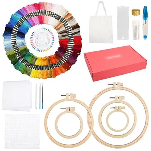 100 Farben Stickgarn Stickset Erwachsene,Embroidery Kit mit Kreuzstich Stoff und Stickrahmen, Sticken Lernen Set für Profis Anfänger, Stickerei Set mit Beutel, Stick Set zum NäHen,Basteln,Hand Diy 100 Farben Stickgarn Stickset Erwachsene,Embroidery Kit mit Kreuzstich Stoff und Stickrahmen, Sticken Lernen Set für Profis Anfänger, Stickerei Set mit Beutel, Stick Set zum NäHen,Basteln,Hand Diy von Rairsky