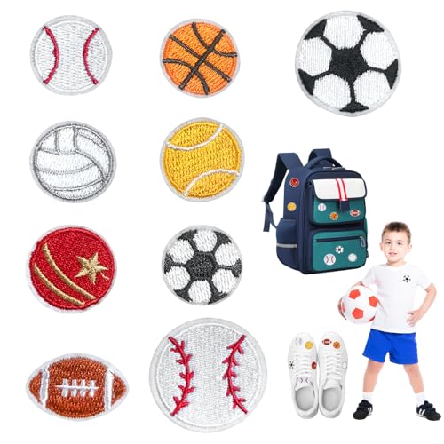 18 Stück Patches zum Aufbügeln, Fußball bestickte Aufnäher, Ball Sports-Stil Patch Kit Kinder Bügelflicken On DIY Flower Patches for Jeans Jackets Hats von Rairsky