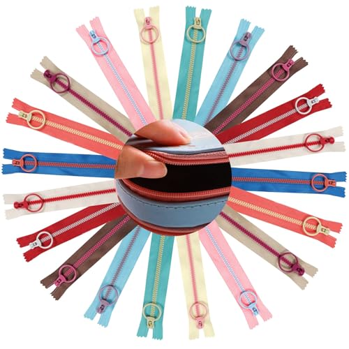 20 stücke Harz Reißverschlüsse, 20cm Reißverschluss Kunststoff, Coil Reißverschlüsse Bunten Reißverschluss mit Metall-Ring für Kleidung Tasche Mäppchen Kissenbezug (10 Colors) von Rairsky