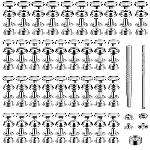 200 Stück Druckknopf Metall,Button Edelstahl Presse,15mm Canvas Snap Button Druckknopf Edelstahl,Metall Druckknopf Set mit 3 Einstellungswerkzeuge,Snap Fastener Kit,für Bootstasche,Leder,DIY Craft von Rairsky