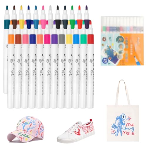 24 Farben Textilstifte Waschfest, Stoffstifte Waschmaschinenfest, Stifte Stoff Bemalen Waschfest, Stoffmalfarben, Textilfarbe Stifte, Fabric Marker für T-Shirts, Jeans, Hüte, Leinentaschen, Schuhe 24 Farben Textilstifte Waschfest, Stoffstifte Waschmaschinenfest, Stifte Stoff Bemalen Waschfest, Stoffmalfarben, Textilfarbe Stifte, Fabric Marker für T-Shirts, Jeans, Hüte, Leinentaschen, Schuhe von Rairsky
