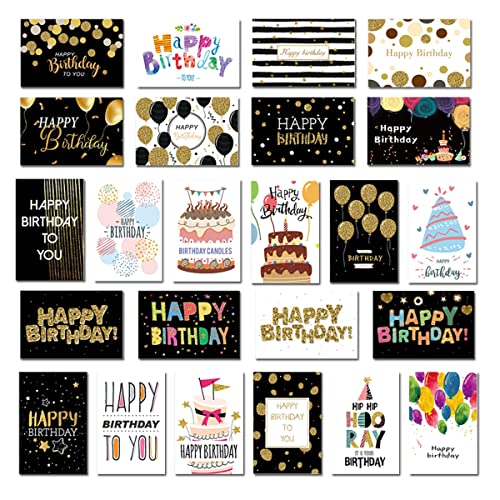 24 Stück Geburtstagskarten mit Umschlag Unterschiedliche Muster Geburtstagskarten Set mit Umschlag Klappkarten Blanko Karten Geburtstag Geburtstagskarte Beste Freundin Grußkarten von Rairsky