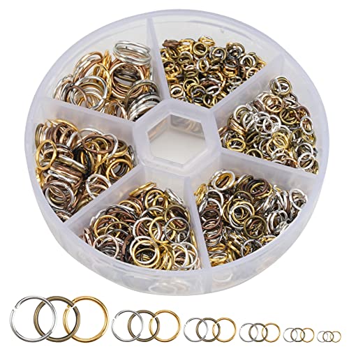 Biegeringe Offene Spaltringe für Schmuck Messing Spaltring Kettenringe 4mm-10mm Biegeringe Edelstahl Split Ringe Sets mit Plastik Box für Schmuckherstellung, Halskette, Armband DIY(970 Stück 6 Farben) Biegeringe Offene Spaltringe für Schmuck Messing Spaltring Kettenringe 4mm-10mm Biegeringe Edelstahl Split Ringe Sets mit Plastik Box für Schmuckherstellung, Halskette, Armband DIY(970 Stück 6 Farben) von Rairsky