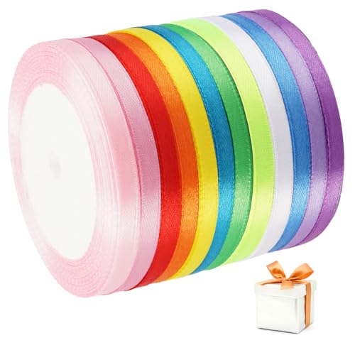 Rairsky Polyester Satinband, 12 Farben 6mmx22m Geschenkband Set, Hochzeits- & Geburtstagsdekoration, Bunt, Weich, Flexibel, Waschbar Rairsky Polyester Satinband, 12 Farben 6mmx22m Geschenkband Set, Hochzeits- & Geburtstagsdekoration, Bunt, Weich, Flexibel, Waschbar von Rairsky