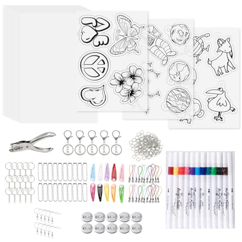 Rairsky 218 Stück Schrumpffolie Set, Schrumpffolien Set, Enthält 15 Stück A5 Schrumpfpapier, Locher, 12 Stück Farbmarker und 206 Stück DIY Schlüsselanhänger Zubehör für DIY Crafts Schmuckherstellung Rairsky 218 Stück Schrumpffolie Set, Schrumpffolien Set, Enthält 15 Stück A5 Schrumpfpapier, Locher, 12 Stück Farbmarker und 206 Stück DIY Schlüsselanhänger Zubehör für DIY Crafts Schmuckherstellung von Rairsky