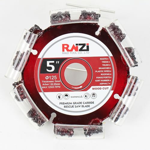 Raizi 125mm Profi Hartmetall Gehärtete Trennscheibe WoodCut für Wurzeln Plastikrohre Dachbahnen Zaunpfahle Hartgummi Asphalt von Raizidom