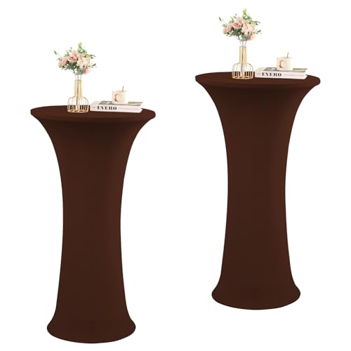 Rakila Cocktail-Tischdecke aus Spandex, dehnbar, für Party, Bankett, Hochzeit, 81,3 x 109,9 cm, Braun, 2 Stück von Rakila