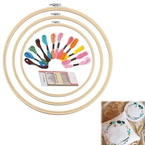 Runder Stickrahmen Set,Bambus Stickrahmen zum Basteln,Runder Stickrahmen aus Holz,Nähen Kreis Cross Stitch Hoop,Stickrahmen,Embroidery Hoop,Kreuzstich Ring,Bambus Ringe Stickrahmen Holz Runder Stickrahmen Set,Bambus Stickrahmen zum Basteln,Runder Stickrahmen aus Holz,Nähen Kreis Cross Stitch Hoop,Stickrahmen,Embroidery Hoop,Kreuzstich Ring,Bambus Ringe Stickrahmen Holz von Rakiuty