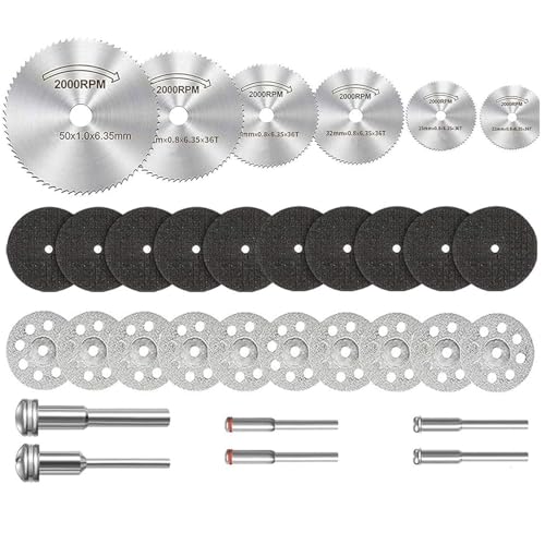 Trennscheiben Set,32 Stück Sägeblatt Kreissägeblatt Set,Hochgeschwindigkeitsstahlklingen für Multifunktionswerkzeuge für Rotationswerkzeug,mit Schraubendreher zum Schneiden von Holz,Kunststoff,Metall von Rakiuty
