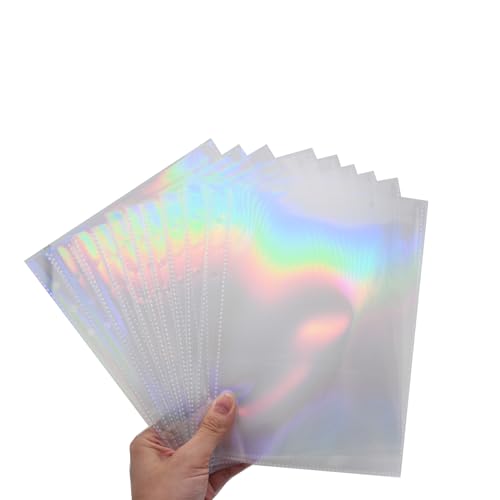 Transparente PVC-Hologramm-Bindertaschen mit 6 Löchern, lose Blätter, Dokumentenmappe, Nachfüllpapier, Seitenschutz, für 6 Ringe, Budget-Binder, Notizbuch (A5, 20er-Pack) von Ralcosuss
