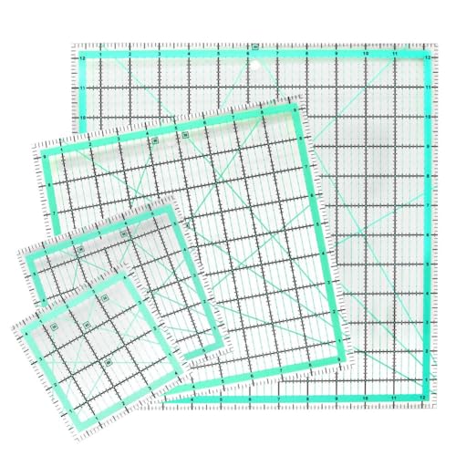 Rancrvy Quadratisches Quilt-Lineal (32,5/9,5/6/11,4 cm), zum Nähen, Acryl-Lineal, Anti-Rutsch-Lineal, DIY, Quilt-Werkzeuge, einfach zu bedienen, 4 Stück von Rancrvy