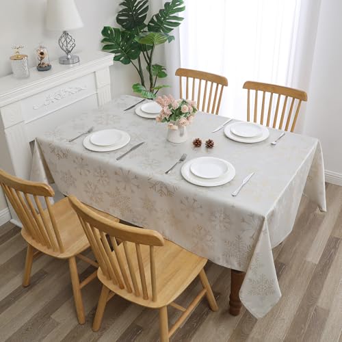 Randall Weihnachtliche Schneeflocken-Tischdecke für drinnen und draußen, rechteckig, Jacquard, für Bankett, gebrauchsfertig, Küche zu Gala, Luxus für Weihnachtsfeste, 152,4 x 259,1 cm, Champagner/Gold Randall Weihnachtliche Schneeflocken-Tischdecke für drinnen und draußen, rechteckig, Jacquard, für Bankett, gebrauchsfertig, Küche zu Gala, Luxus für Weihnachtsfeste, 152,4 x 259,1 cm, Champagner/Gold von Randall
